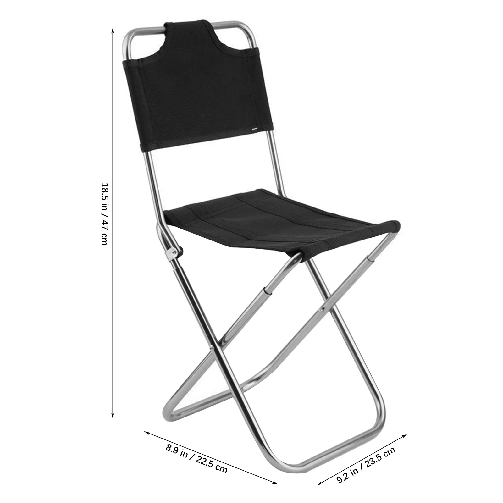 كرسي قابل للطي في الهواء الطلق مع مسند الظهر 22.5X23.5X47.5Cm المحمولة طوي التخييم البراز خفيفة الوزن سبائك الألومنيوم 600D أكسفورد #3