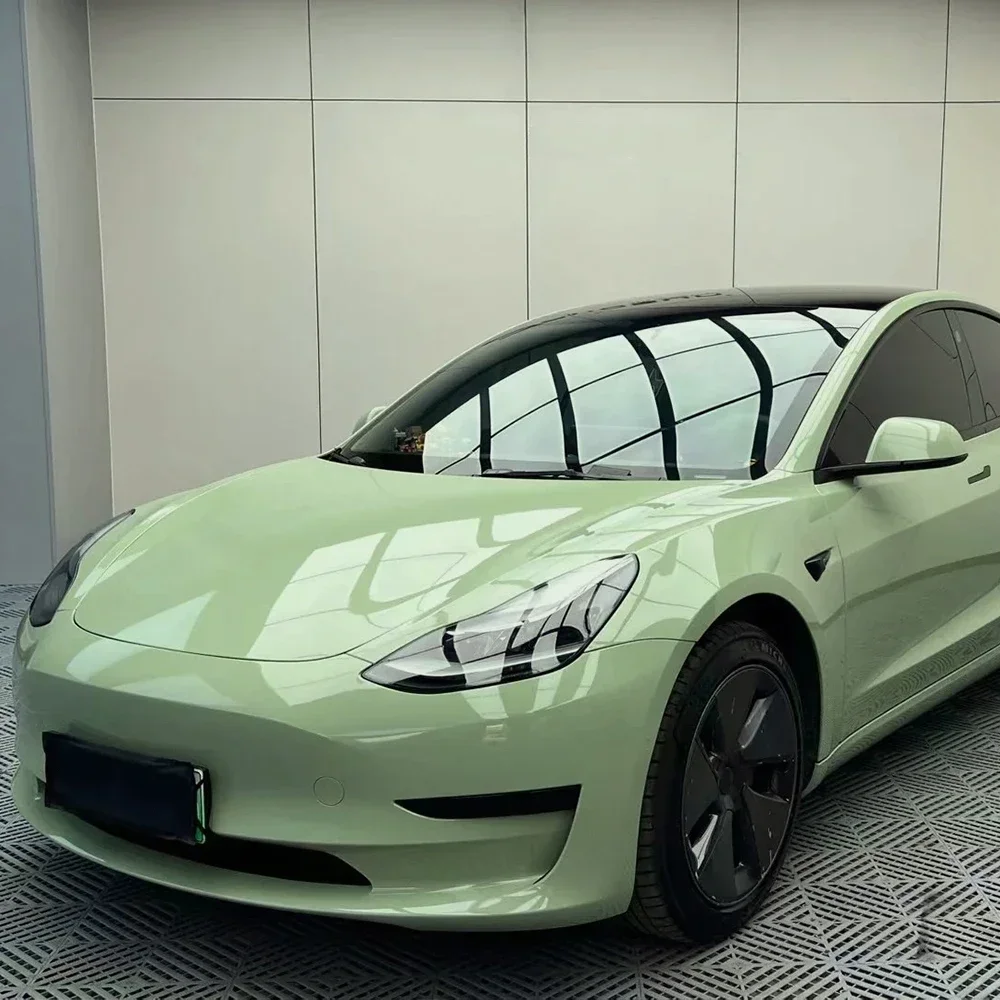 

PET Crystal Khaki Green Glossy Car Vinyl Film Car Wrap Decal With Air Release Technology Motorcycle Auto Body Decoration Sticker