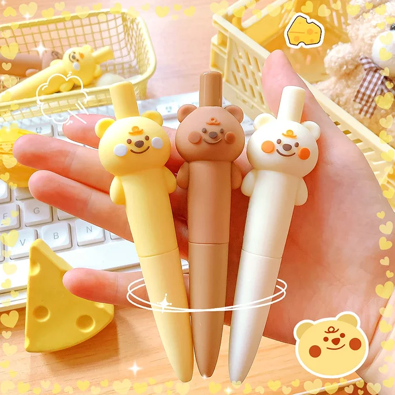 Kawaii student stationery supplies school  Aesthetic Office accessories  gift cute Bear Mini gel pen Pocket pen ballpoint pens