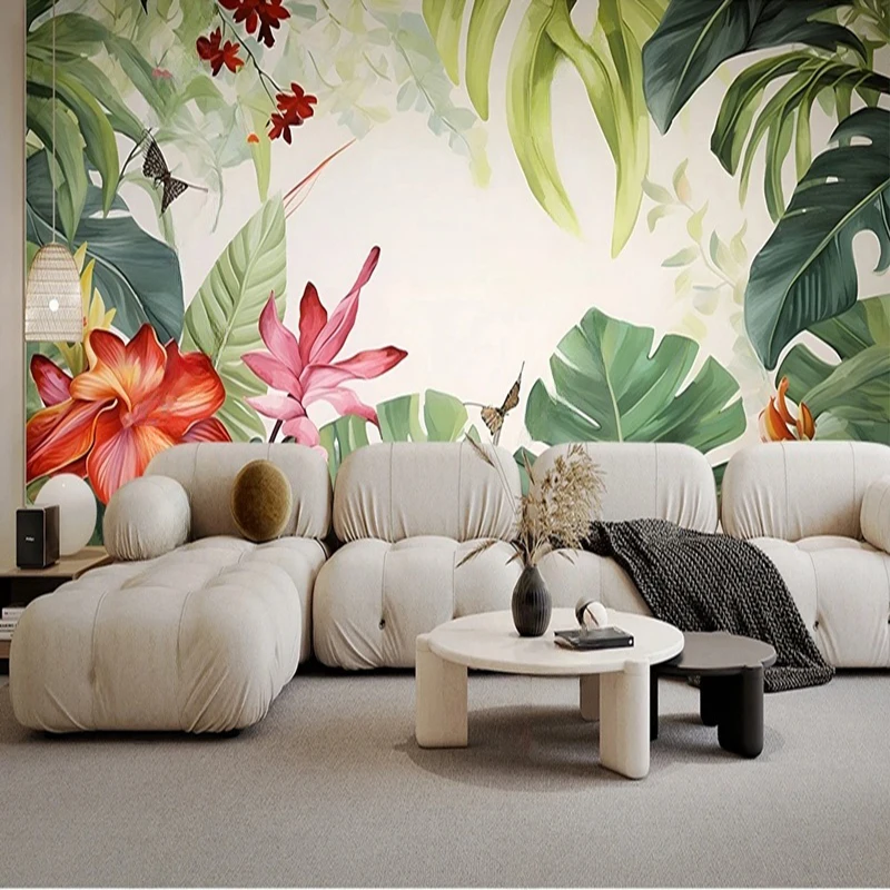 

MU8400 3D Wall Murals Wallpaper Hand Painted Pink Flowers Large Living Room Bedroom Home Decor Non-Woven Papel De Parede Tapety
