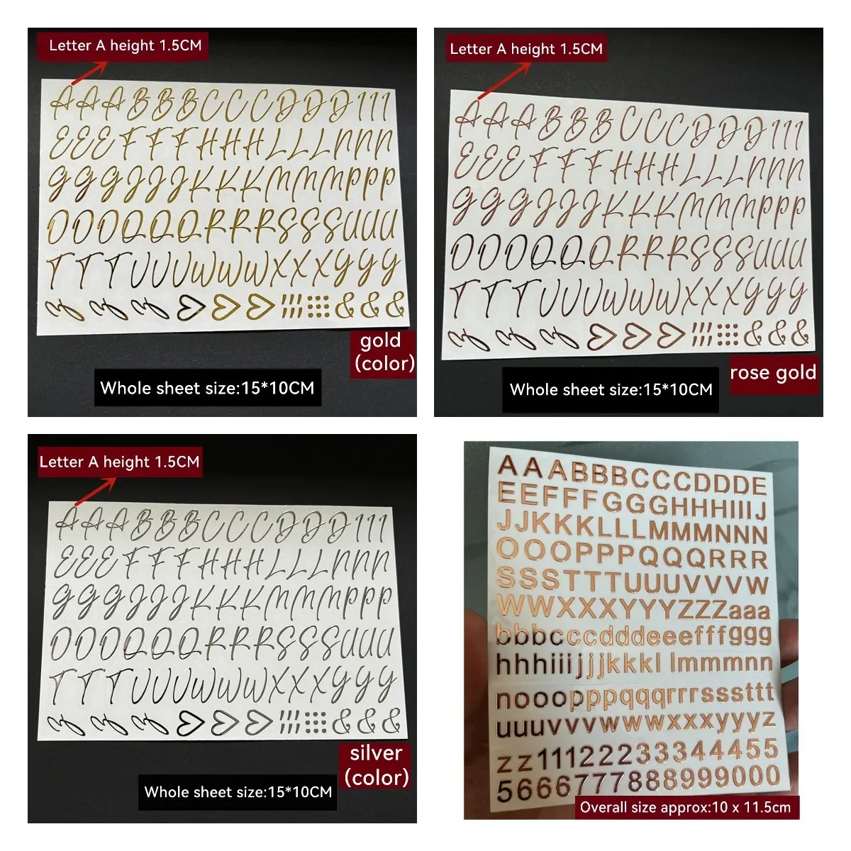 

3D Numbers English Alphabet Stickers DIY Manicure Adhesive Letter Decal Gold Silver Colorful Word Slider Decor Party birthday