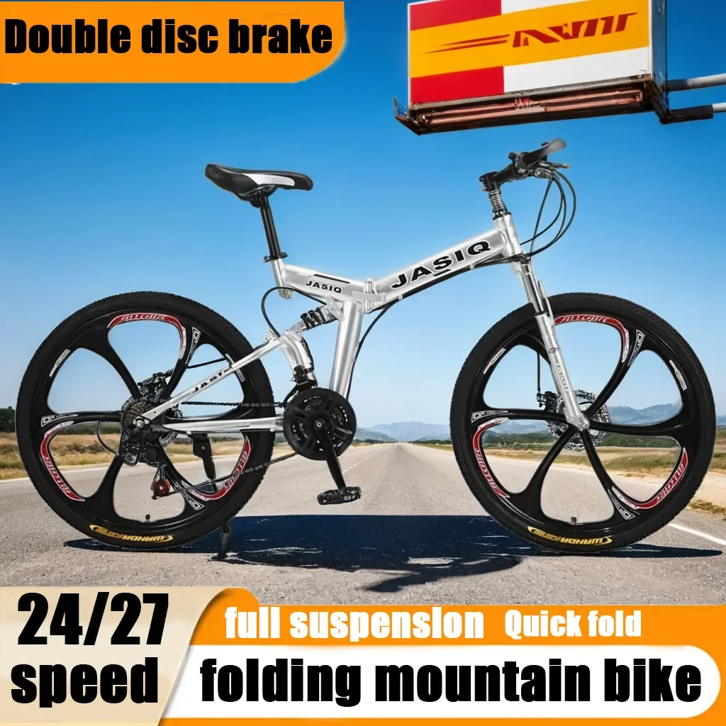 

26 inch MTB folding mountain bike disc brake City Bicycle 27speed Downhill bicicleta Full Suspension softTail Cross Country Bike