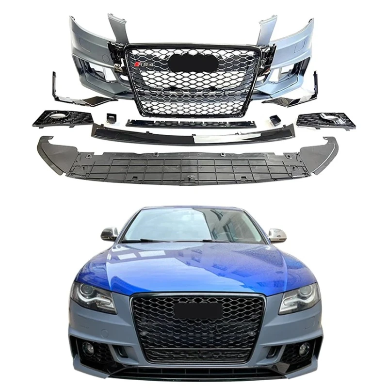 

Hot Sale Body Kit A4 B8 Upgrade To B9 Style RS4 Front Bumper with Grille with Quattro for Audi RS4 B8 Car Bodykit 2008-2012