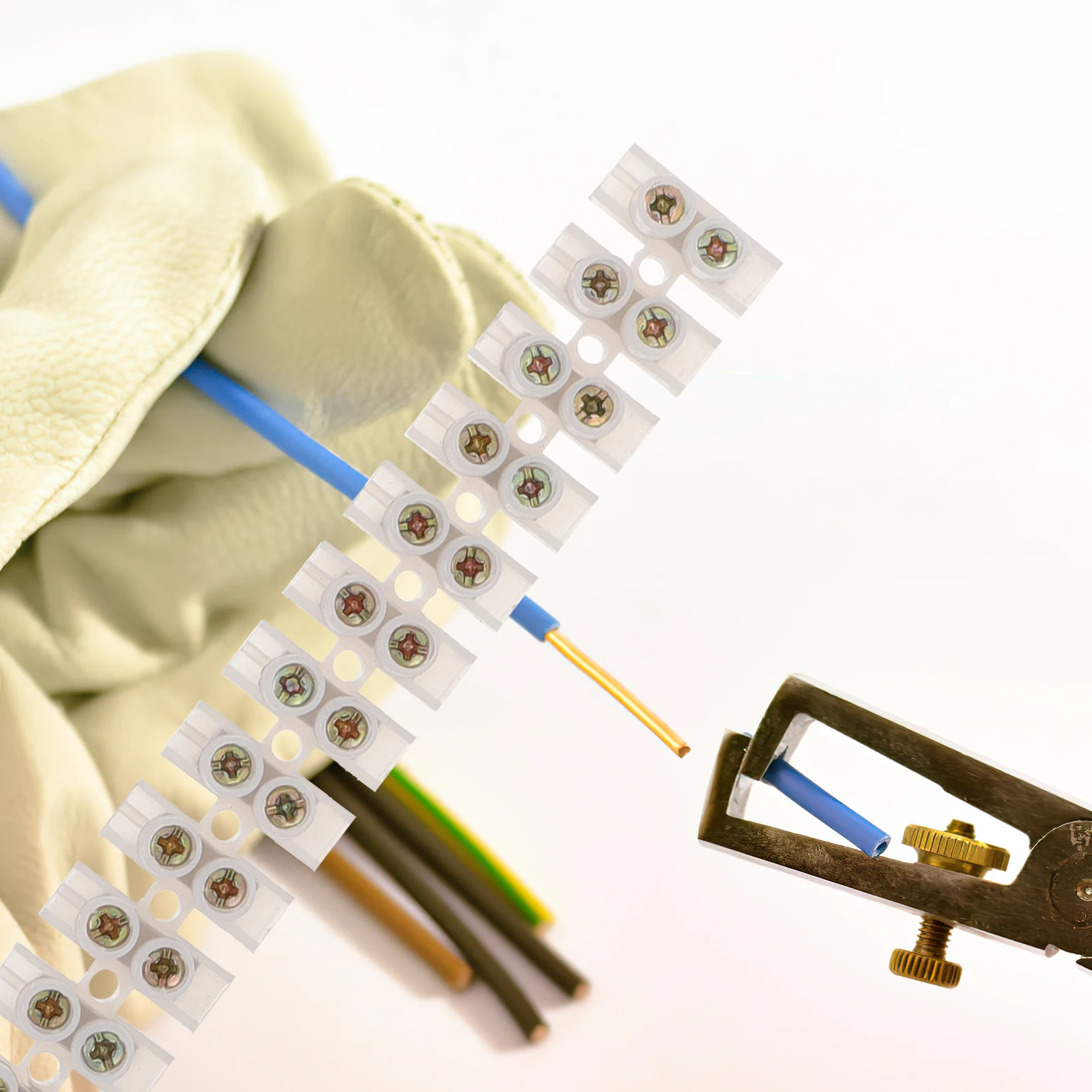 

10pcs 12 Position Screw Terminal Block Brass Conductor Wire Connector Flame Retardant High Temperature Resistance Fast