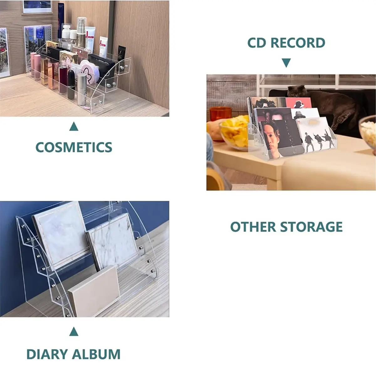 

618 Mega Sale 3-Tier Clear CD Holder, Cascading DVD & CD Storage Box Display Rack, Holds Up to 24 Standard CD Cases