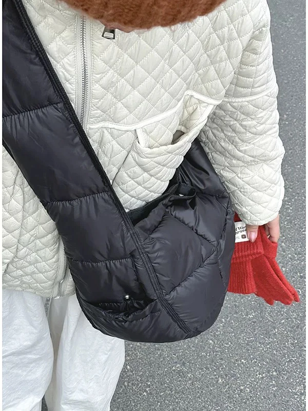 

Trendy Nylon Diamond Grid down Bag for Women Large Capacity Saddle Bag Crossbody Bag Autumn Winter New Style Fashionable Tote...