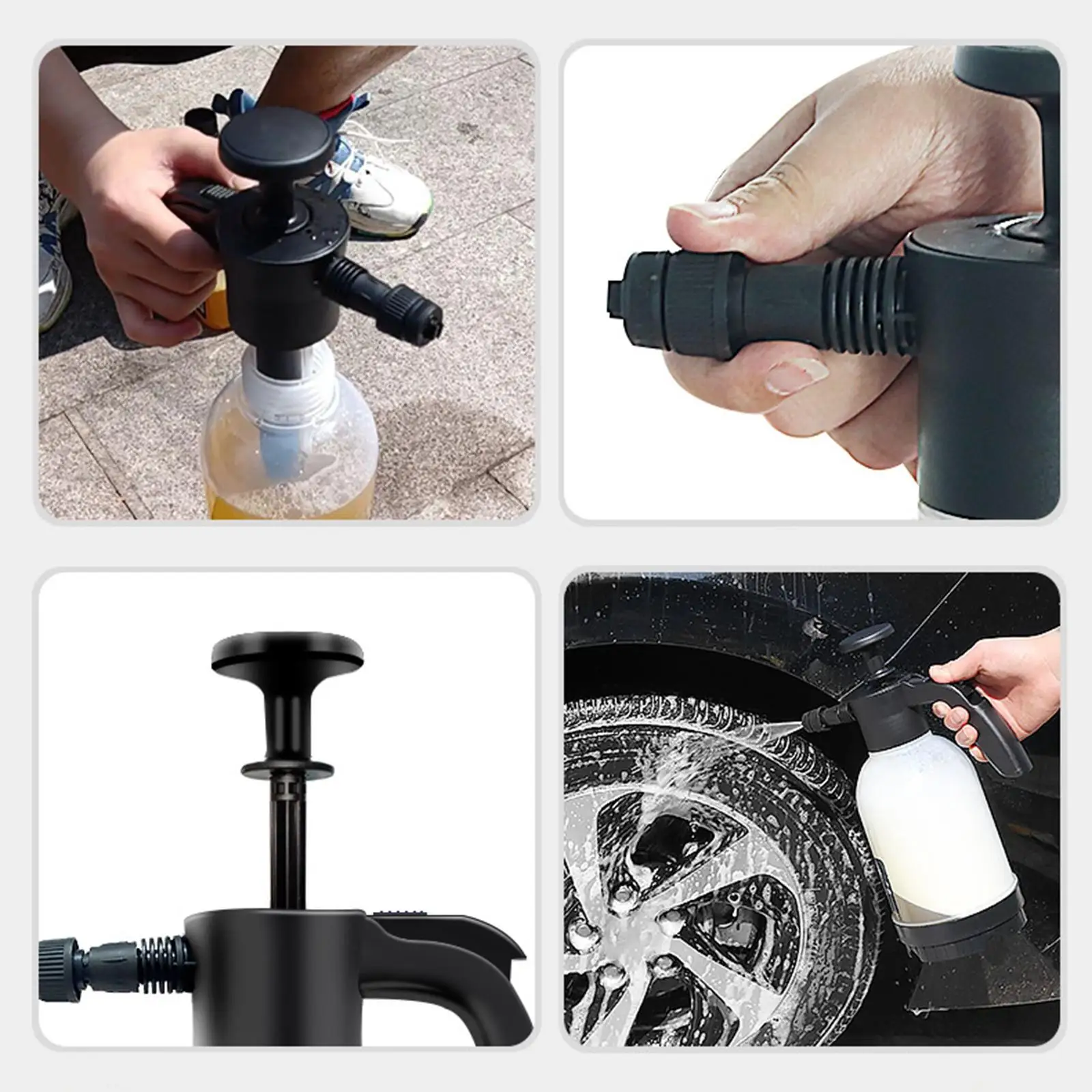 Versatile Car Foaming Pump Sprayer 2000ml and 3 Nozzle Transparent Bottle