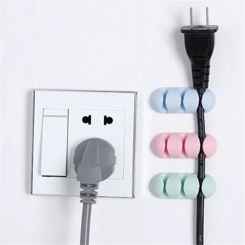Cable Organizer Silicone USB Cable Winder Desktop Tidy Management Clips on Desk Cable Cord Holder for Mouse Headphone Computer