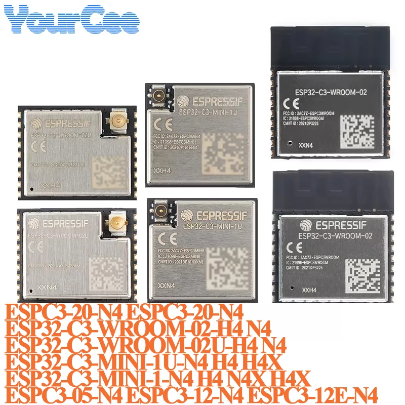 Image of 10 Stück/1 Stück ESP32-C3-WROOM-02 02U H4 N4 ESP32-C3-MINI-1 ESPC3-20 ESP32 2,4GHz BLE 5.0 WiFi Drahtlosmodul UART I2C I2S SPI Flash
