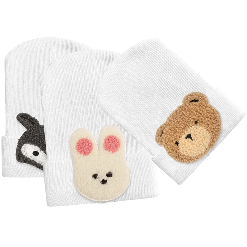 Geebro 0-3 Month Newborn Baby Girls Bear Cotton Beanie Hats Boys Kids Rabbit White Hat New Fox Baby Photography Props Stuff