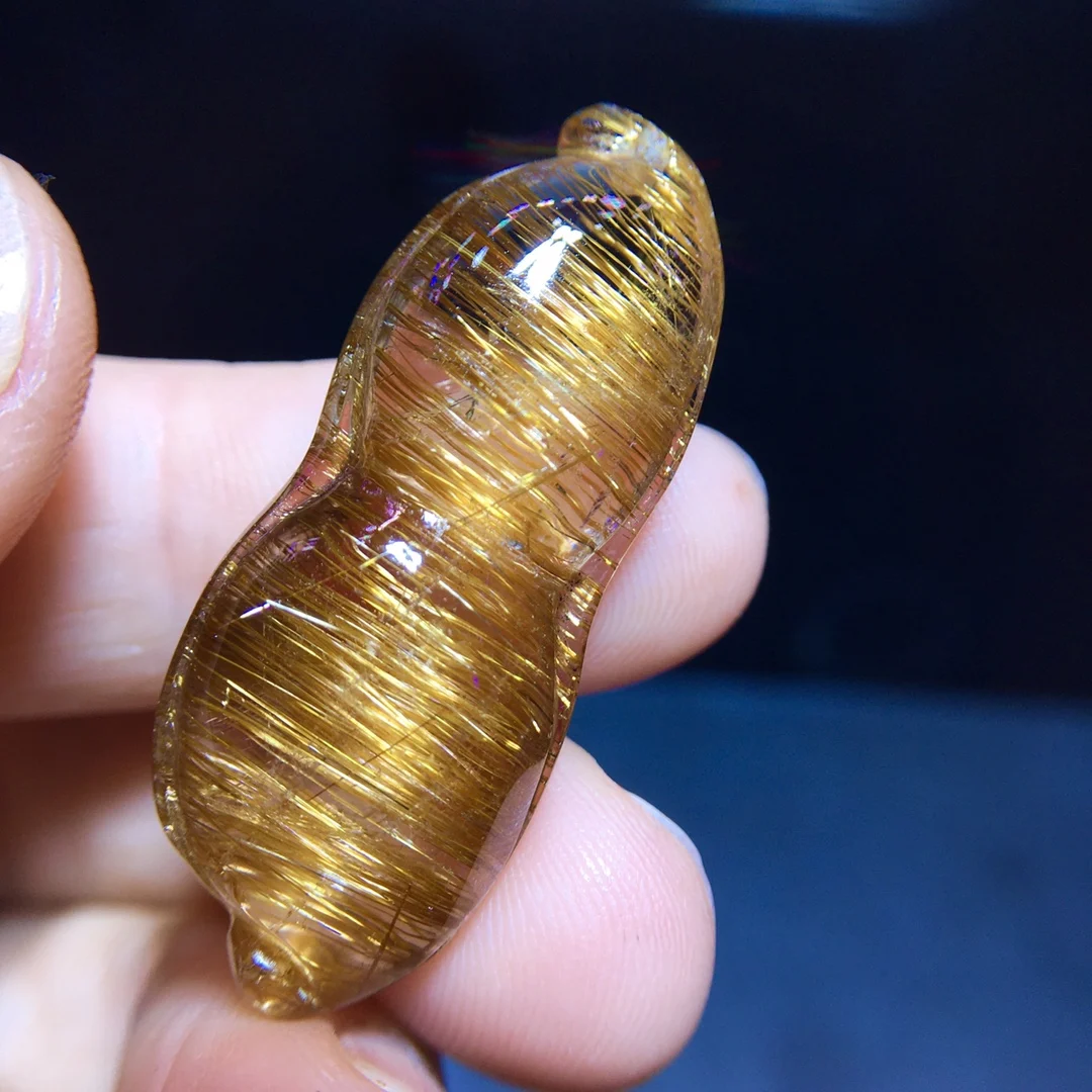 النحاس الطبيعي Rutilated قلادة كوارتز مستطيل Rutilated الكوارتز 36.7/15.4/9.6 مللي متر الرجال النساء البرازيل AAAAAAA #3