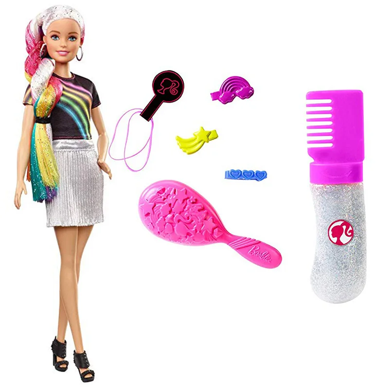 Barbie Fashionistas Rainbow Sparkle Hair Doll with Accessories and Clothes Barbie Brinquedos Fashion Girl Toys Boneca for Girls