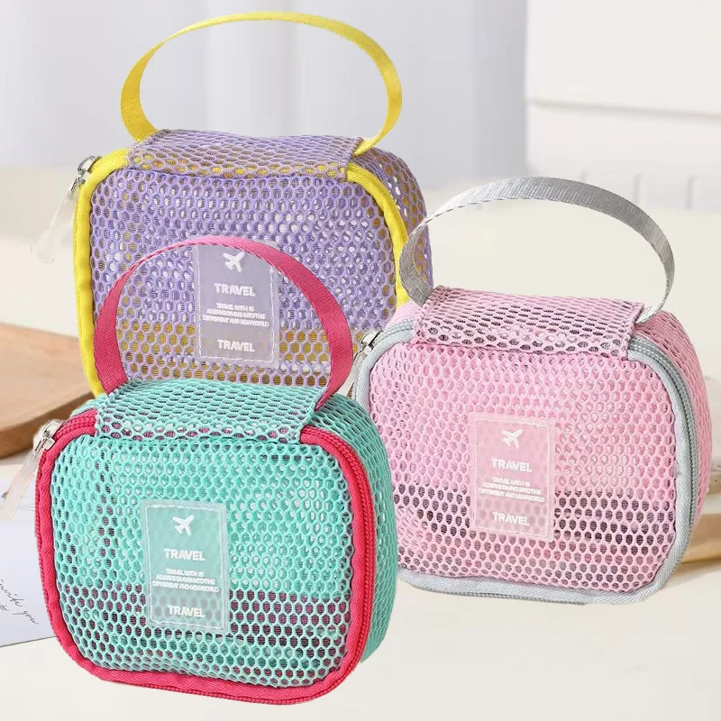 

Dopamine Mesh Handheld Makeup Bag Large Capacity High-end Feel Travel Partition Portable Toiletries Storage Bag Stationery Case