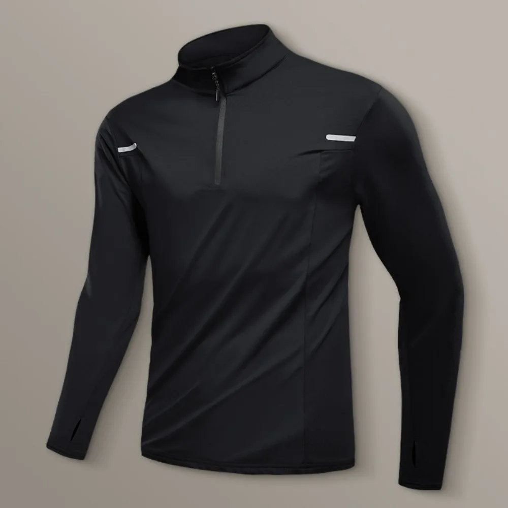 

Men's Sports Training Track and Field Running T-shirt Quick Drying Breathable Fitness Men's Long Sleeved Half Zip Running Top