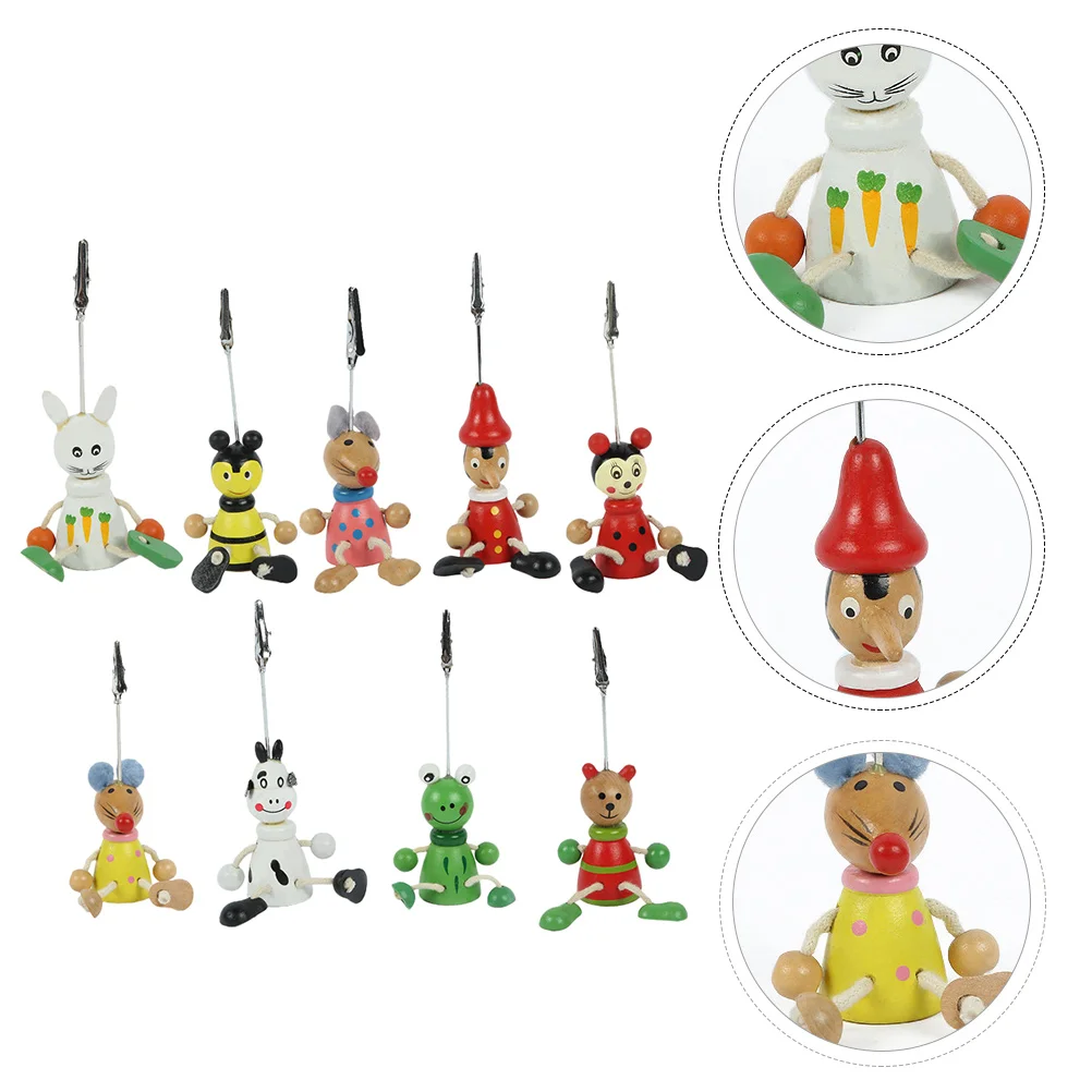 9 Pcs Christmas Wedding Photo Folder Child Office Place Clip Paper Wooden Note Stand Clips