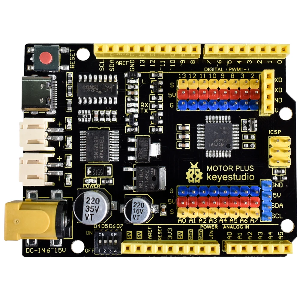 Keyestudio Motor PLUS Development Board +Type C USB Cable For Arduino UNO R3 Projects Compatible With DC Motor