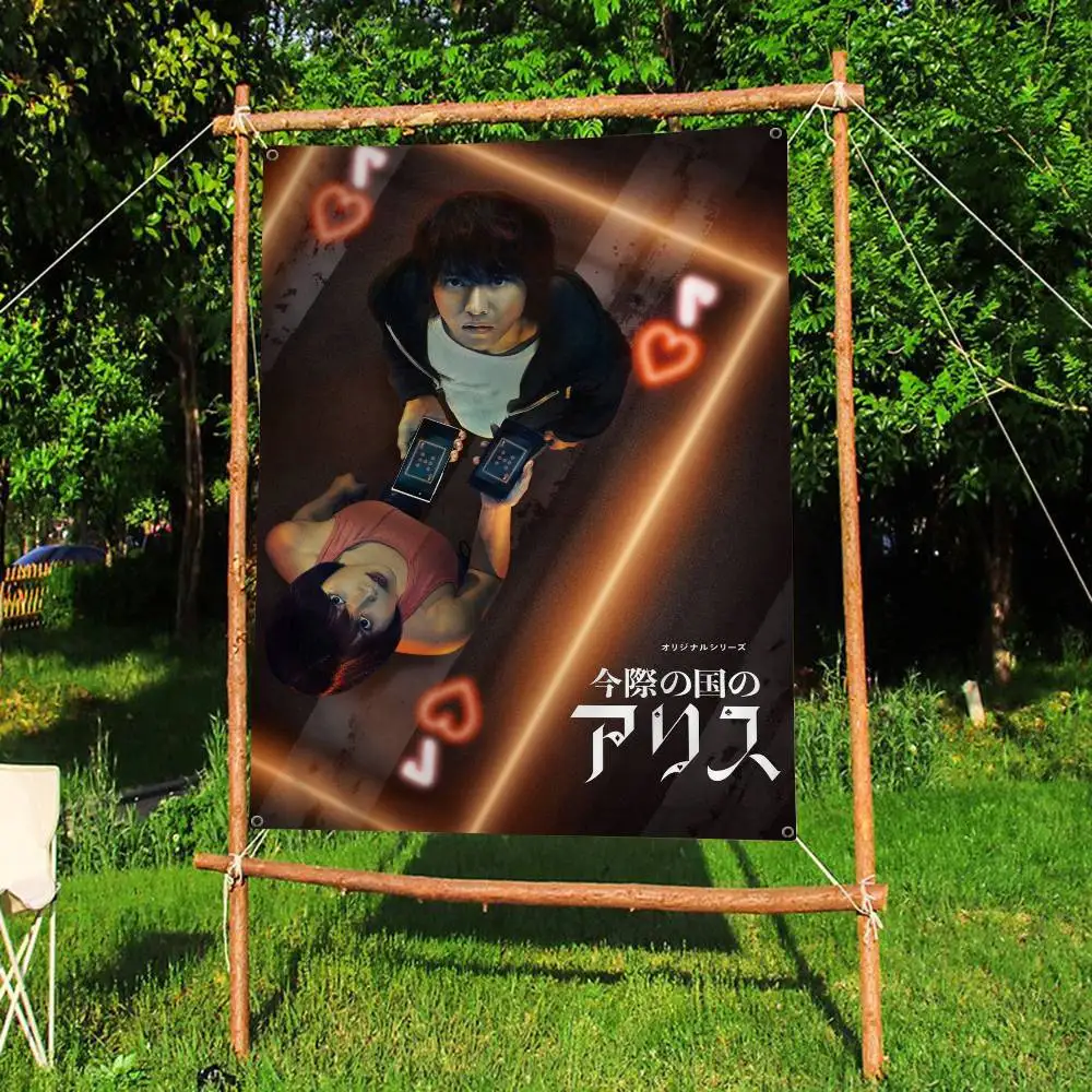 Hot TV Alice In Borderland Banner Art Printing Japanese Wall Flag Anime Wall Hanging Home Decor