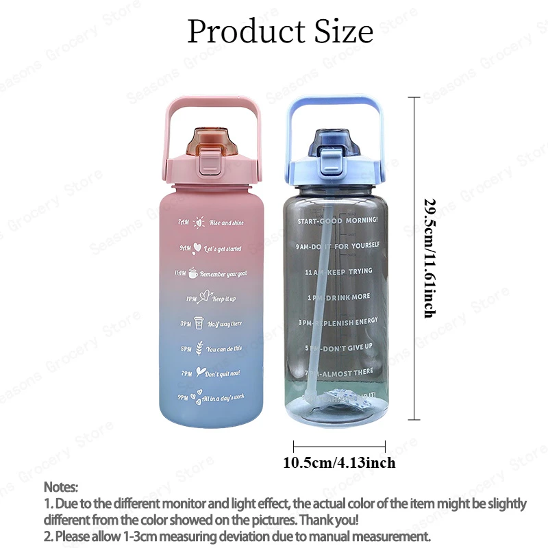 2026 Spring/Summer 2L Large Capacity Outdoor Plastic Bouncing Straw Sports Water Bottle Leak-proof Portable Refill Cups
