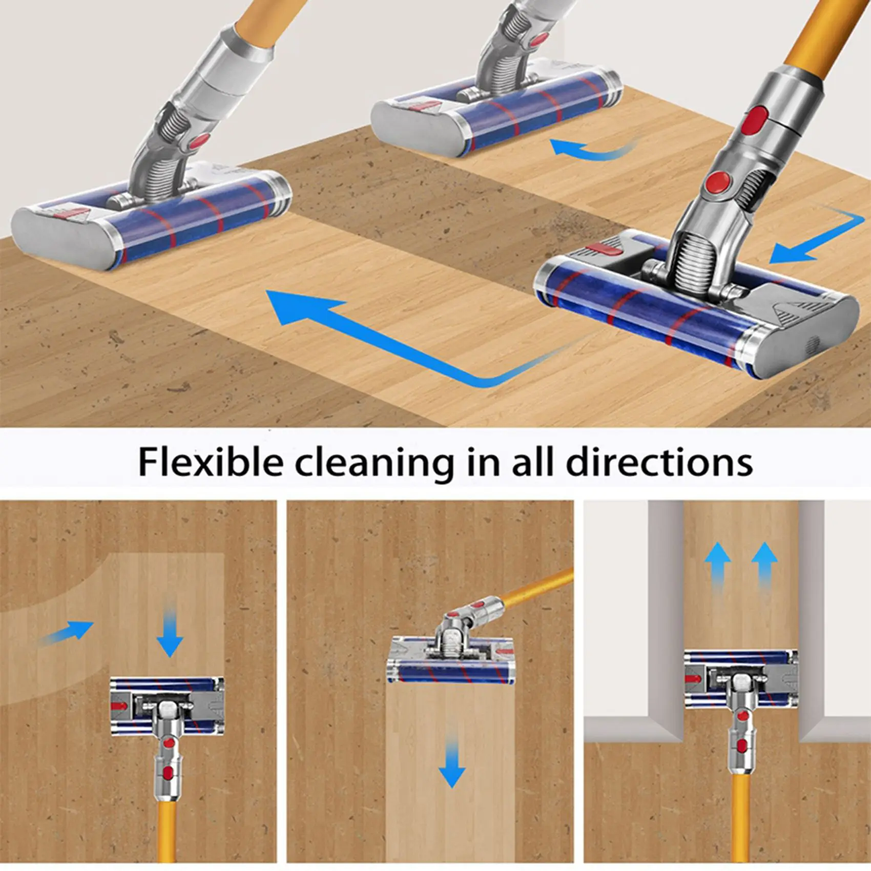 Double Soft Roller Head Quick Release Electric Floor Head for Dyson V15 Vacuum Cleaner Parts