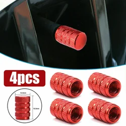 Couvercle universel en Aluminium pour pneu rouge de roue, 4 pièces, couvercle anti-poussière d'air, tige de Valve de Valve de Valve de camion de vélo, accessoires automobiles