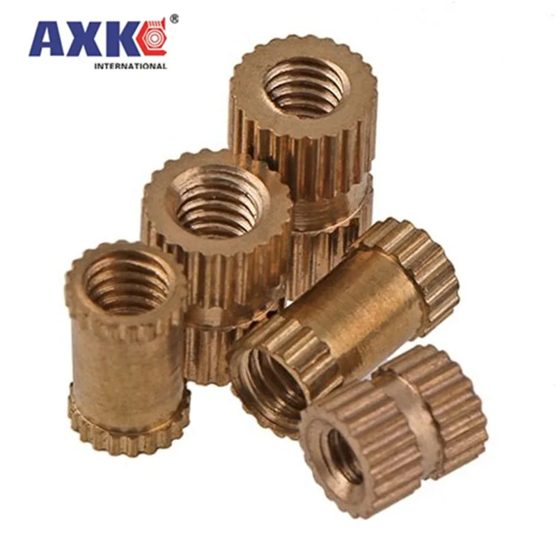 MeaccelerThread-Écrou d'insertion mométrage en laiton pur, colonne de forme ronde, moulage par injection, Nutsert, cuivre massif, 50X, M2, M2.5, M3, OD 3.5, 4, 5mm