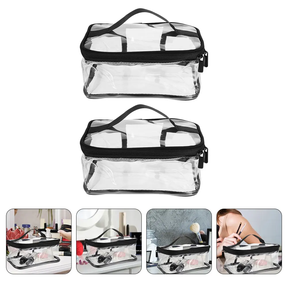 

2pcs Waterproof Toiletry Bag Pouch Travel Makeup Storage Organizer Portable Multi-Functional Lightweight Black Small