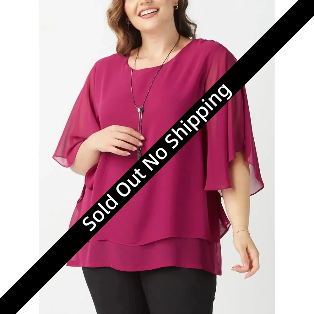

Women Plus Size Mesh Tierred Patchwork Blouse Round Neck Half Sleeves Elegant Female Shirts Pullovers Summer Office Lady Blouses