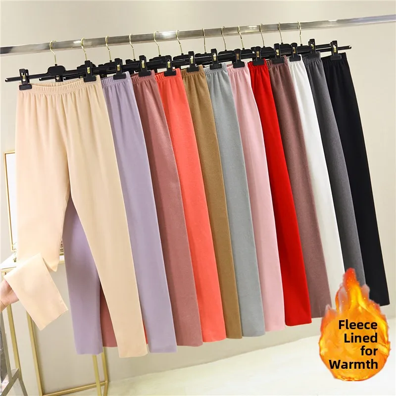Thickened Fleece Autumn Pants Women's Skin-tight Warm Trousers Inner Wear Tight Long Pants Base Layer Pants plus Size Invisible