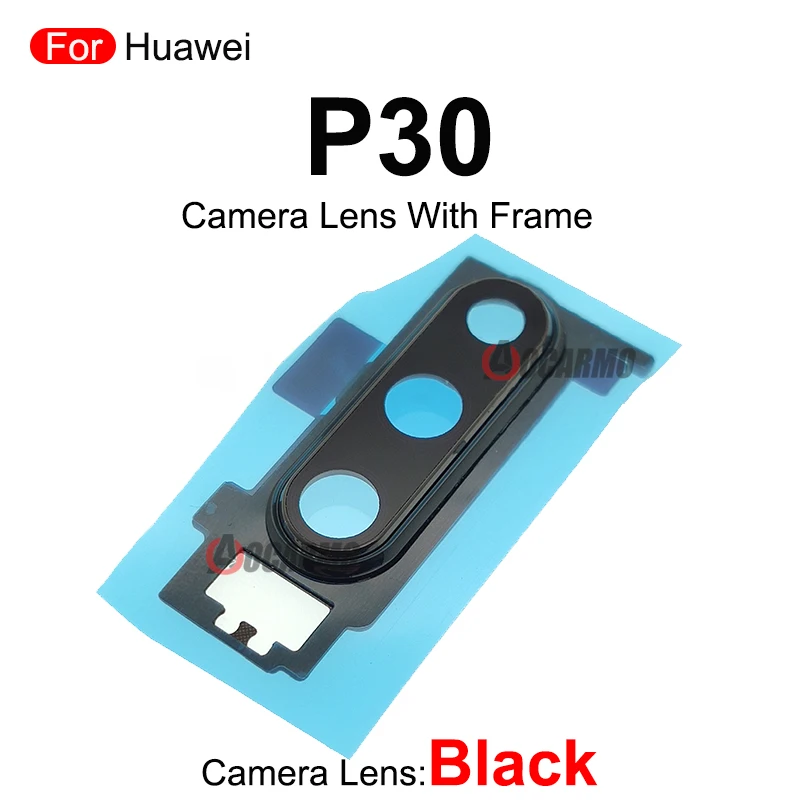 1Pcs White Blue Black Back Camera Lens With Frame With Adhesive Repair For Huawei P30 Lite Pro P30Lite P30Pro Replacement Parts