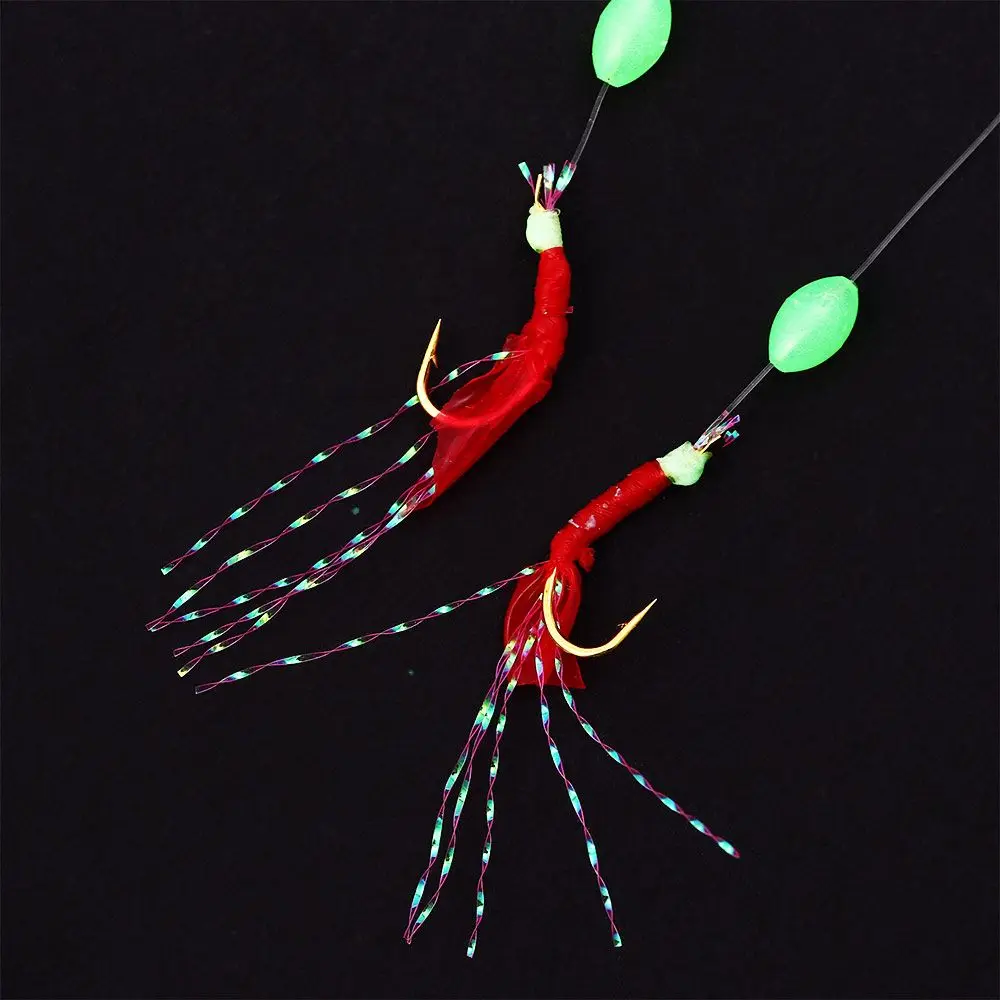 Fishing Luminous Bead Fishing Hook Wire Fishing String Hooks Fishing Sabiki Rigs Fishskin Skirt Lure Artificial Fishing Lures