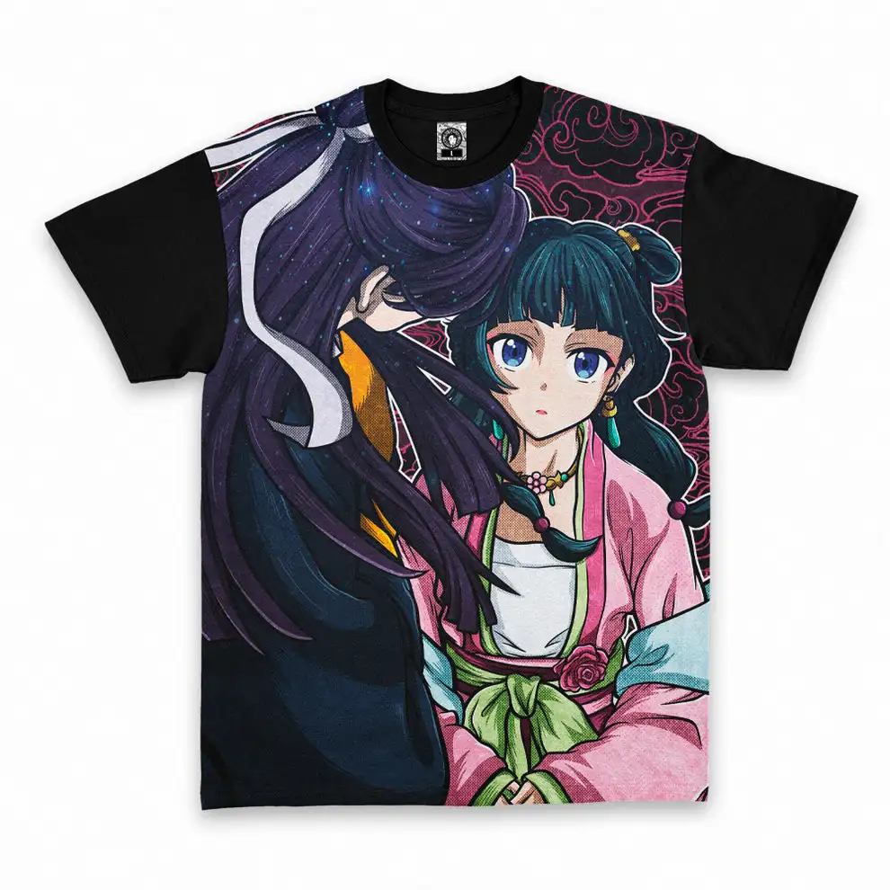 Anime The Apothecary Diaries Maomao Tshirt Traditional Chinese Style Full Print Black Raglan Tee Unisex Manga Casual Tops