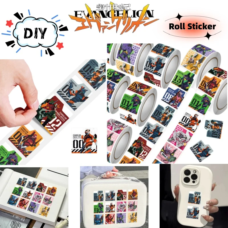 Pegatinas personalizadas de EVA de Neon Genesis Evangelion (Unidad-01, Unidad-06, Unidad-04, Unidad-01) con diseño rizado, material DIY, calcomanías de gran venta