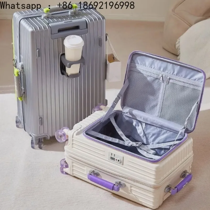 Side Opening Suitcase Scalable Large Capacity Case Rolling Luggage 20/24/28inch Travel Trolley Bag With TSA Lock Colorful Wheels