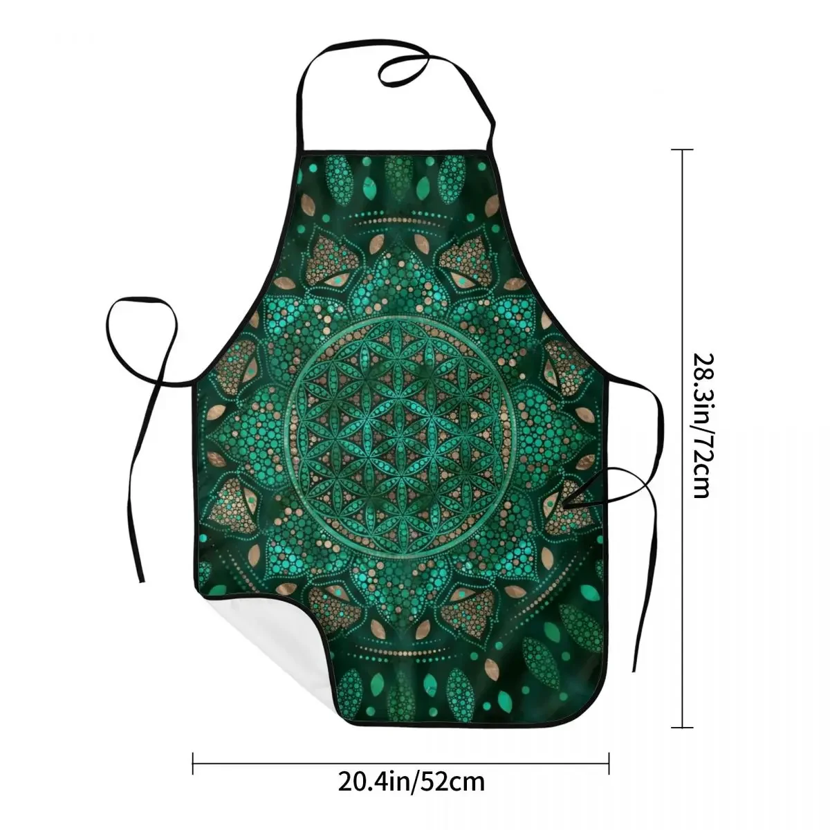 Flower Of Life Dot Art Apron for Men Women Mandala Geometric Pattern Unisex Kitchen Chef Bib Tablier Cuisine Cooking Baking