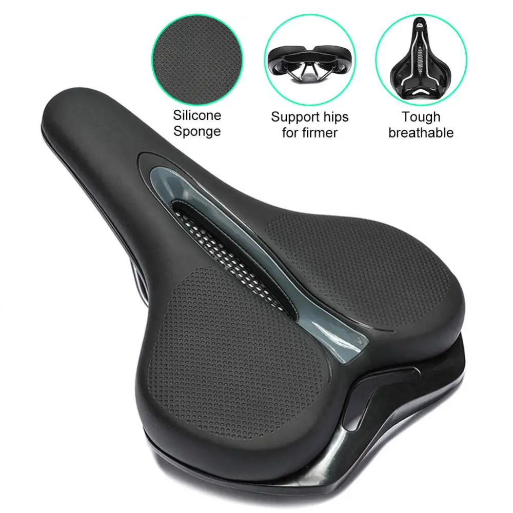 Bike Saddle Breathable Big Butt Cushion Leather Surface Seat Mountain Shock Absorbing Hollow Cushion Accessories