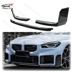 3PCS 2023 To Up For BMW 2 Series M2 G87 Car Front Bumper Lip Spoiler Splitter Diffuser Guard Trim Glossy Black Carbon Fiber Look