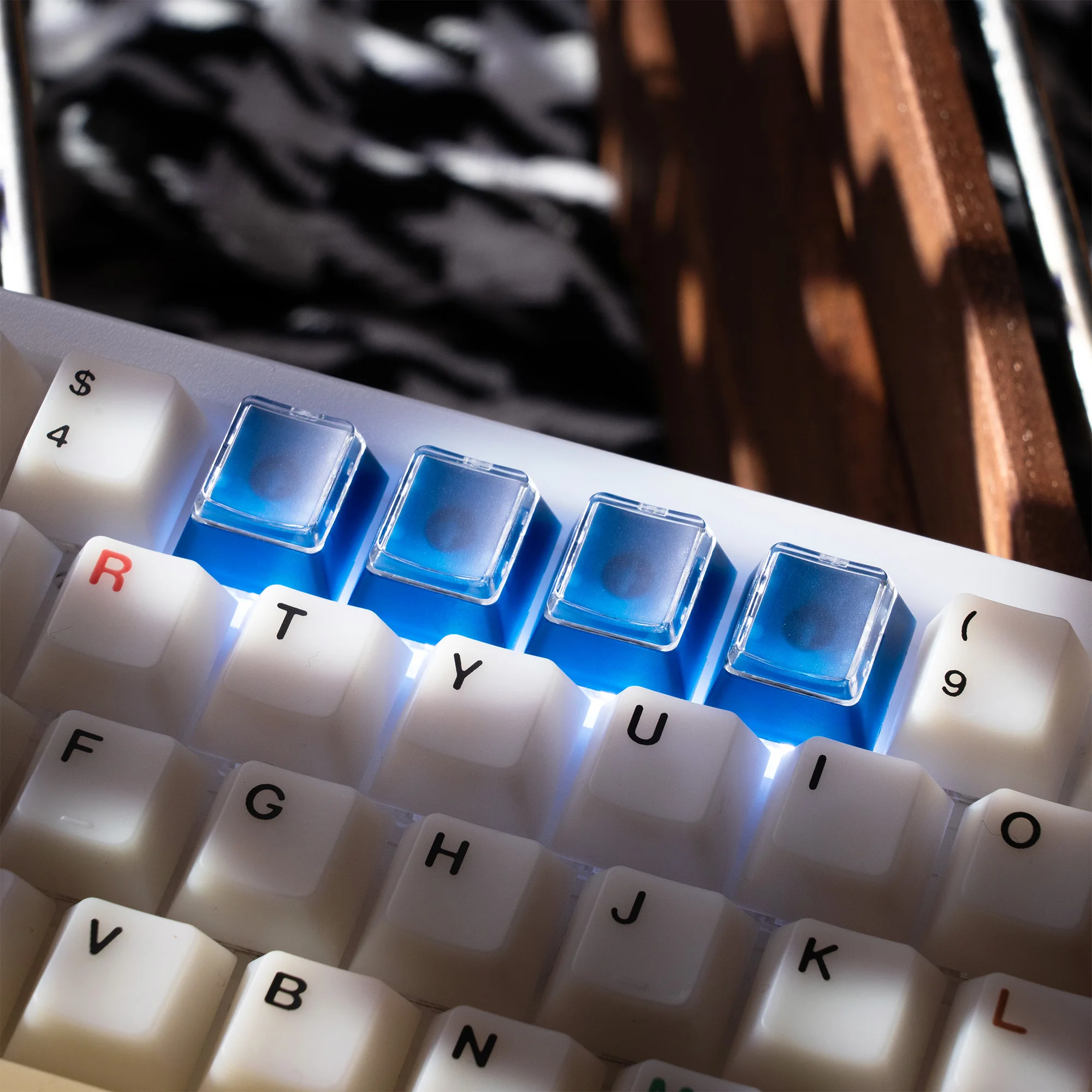 Retro Mixed Light Keycap Set Cherry Profile 187 toetsen PC-materiaal Nefriet Mist Transparante Keycaps Alice Layout Toetsenborddoppen