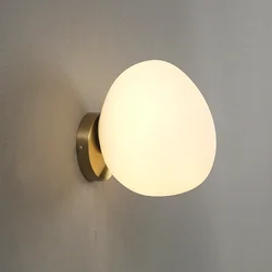 Modern LED Wall Lamp Pebbles Glass Lampshade Bedroom Bedside Loft Wall Lights for Home Decor Restaurant Mirror Front Light