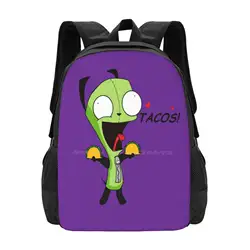 Gir Loves Tacos ( Invader Zim ) Hot Sale Backpack Fashion Bags Gir From Invader Zim Aliens Robots Cartoon The 90S 90S Baby Emo