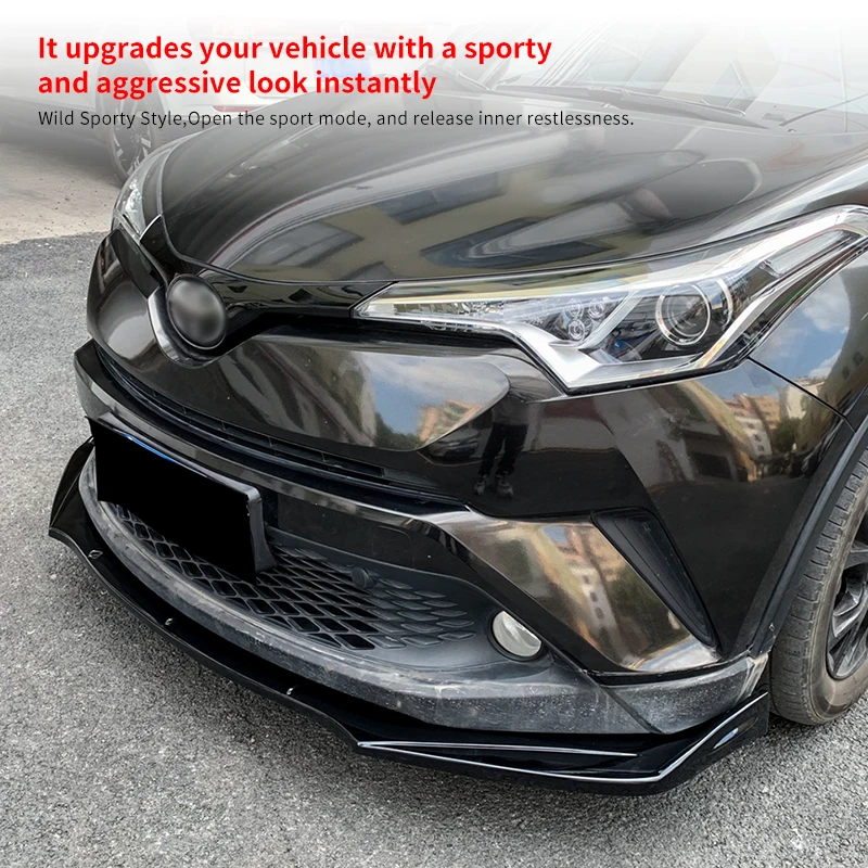 For CHR 2018 2019 2020 2021 2022 Car Front Bumper Splitter Lip Body Kit Spoiler Diffuser Deflector chr Carbon Fiber Look ABS