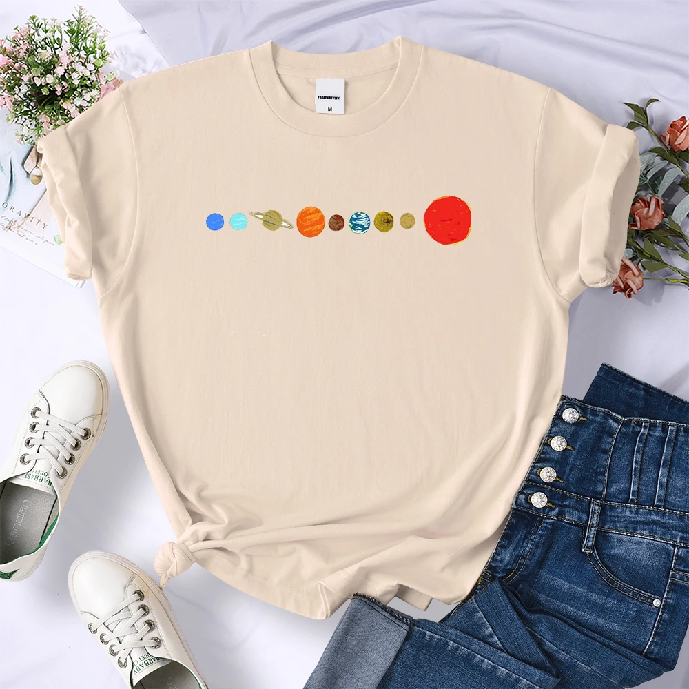 The Eight Planets Of The Solar System Clothes Women Loose Oversize T-Shirts Crewneck Summer Tshirt Fashion Brand Womens T-Shirt