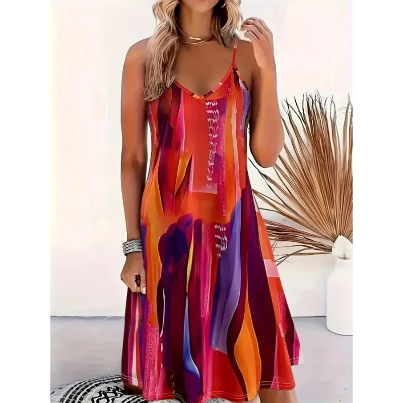 

Плюс размер 1XL-5XL новый женский модный красный плащ в европейском стиле без рукавов для поездок на работу элегантное платье-карман с принтом