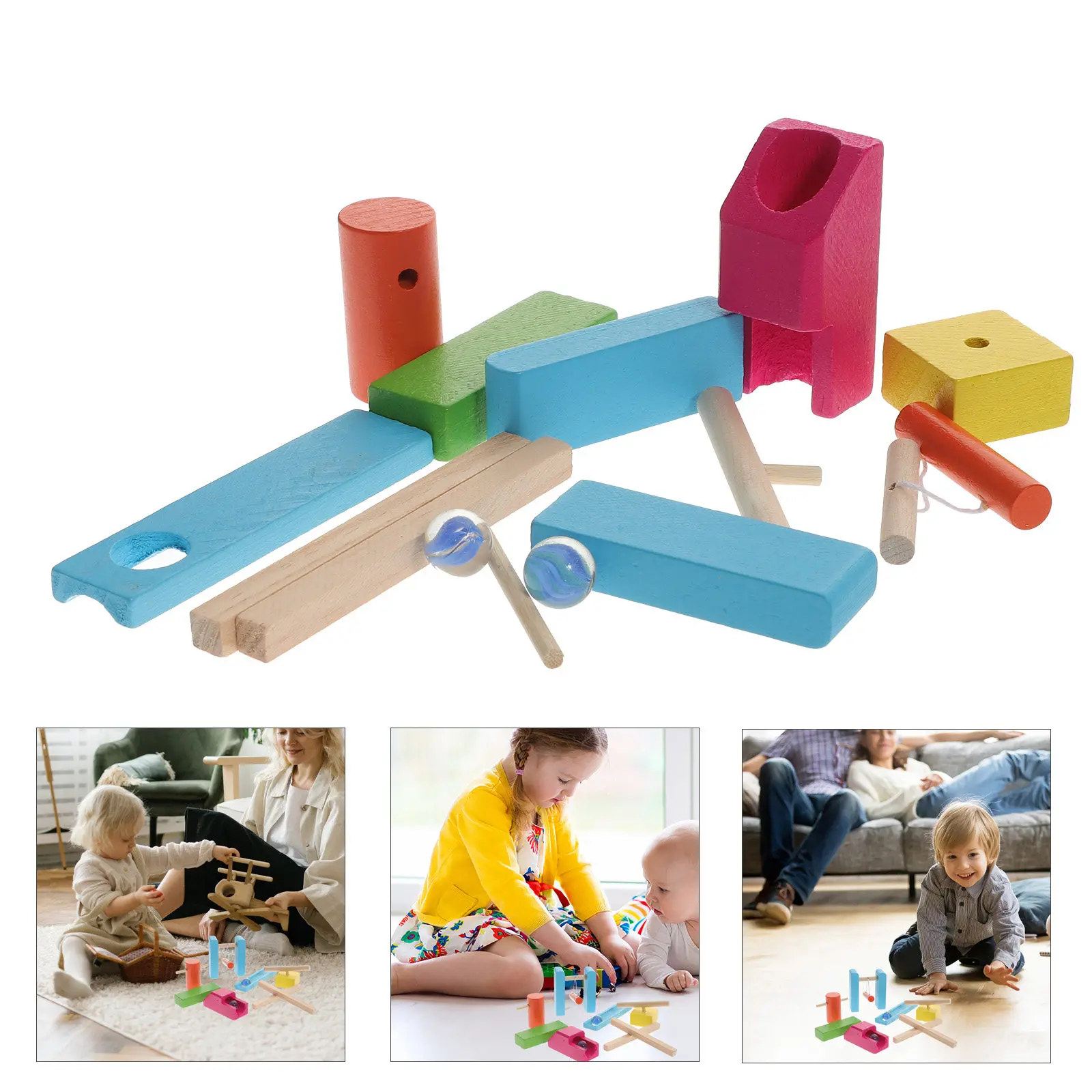

1Set Domino Blocks Educational Early Learning Cartoon Wooden Game Bright Color Hand Eye Coordination Cognitive Development