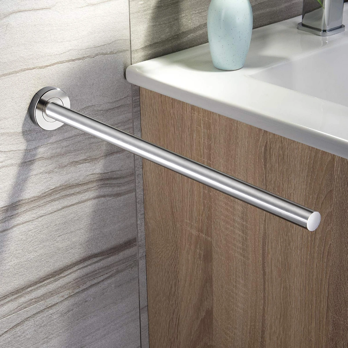 Perforated Installation - Single Towel Bar - Made of 304 Stainless Steel, Wall-Mounted Bathroom Towel Rack, Suitable for Hanging Towels and Bath Towels