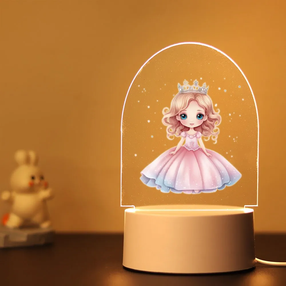 Princess Color Changing Night Lamp Children\'s Room Decor Custom Gril Bedroom Table Light with lovely grils