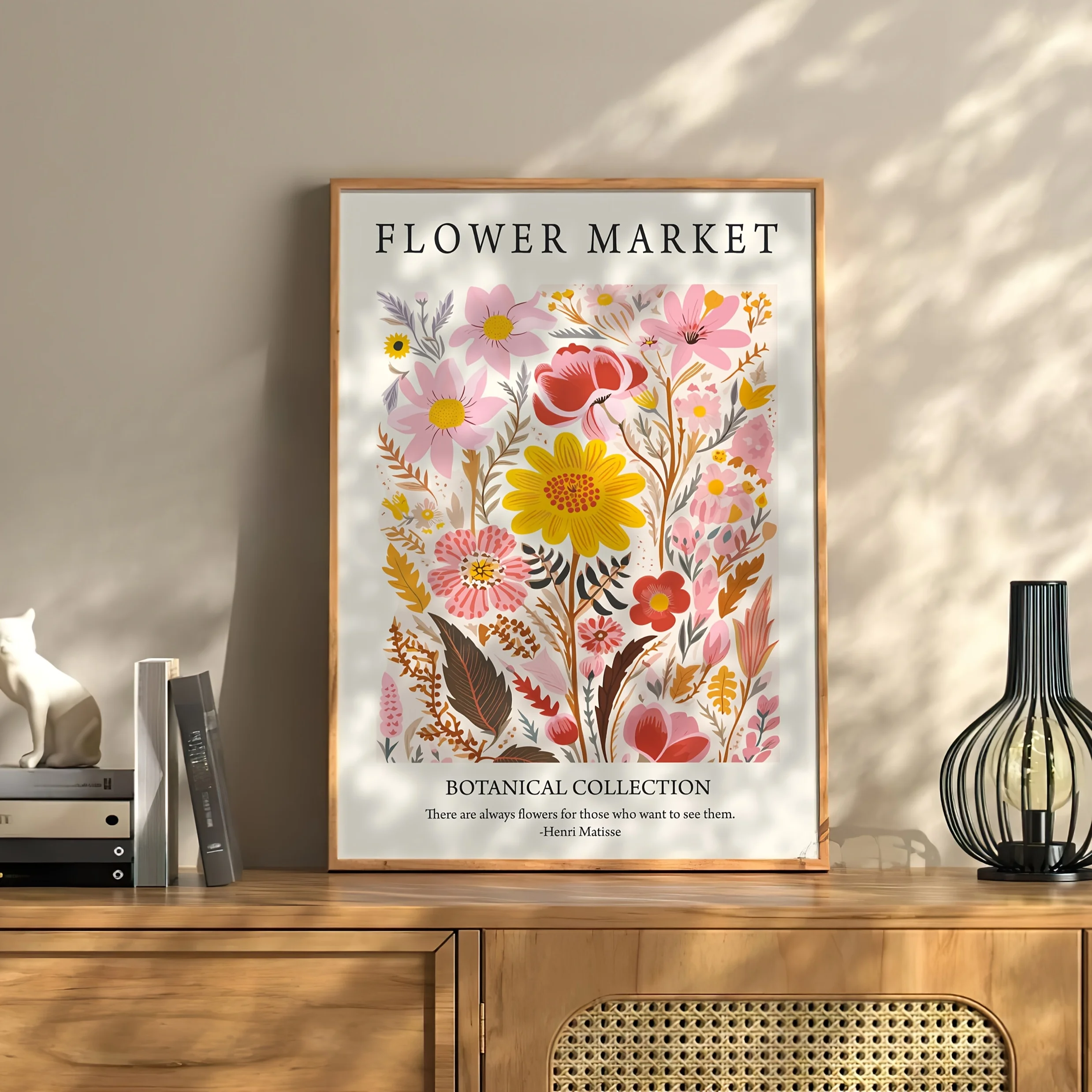 Home Office Marketing - Vibrant Matisse-style Flower Market Canvas Poster