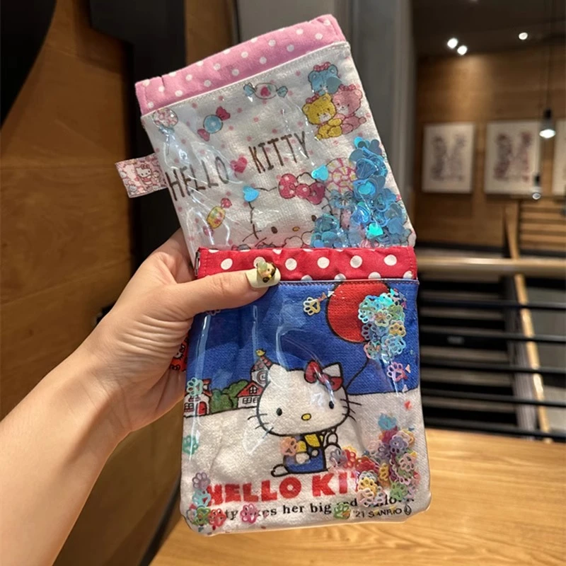 Kawaii مرحبا كيتي لطيف الكرتون القط بلدي ميلودي PVC حقيبة ماكياج محمولة مفتوحة تغيير سماعة حقيبة التخزين سيدة هدية عيد ميلاد
