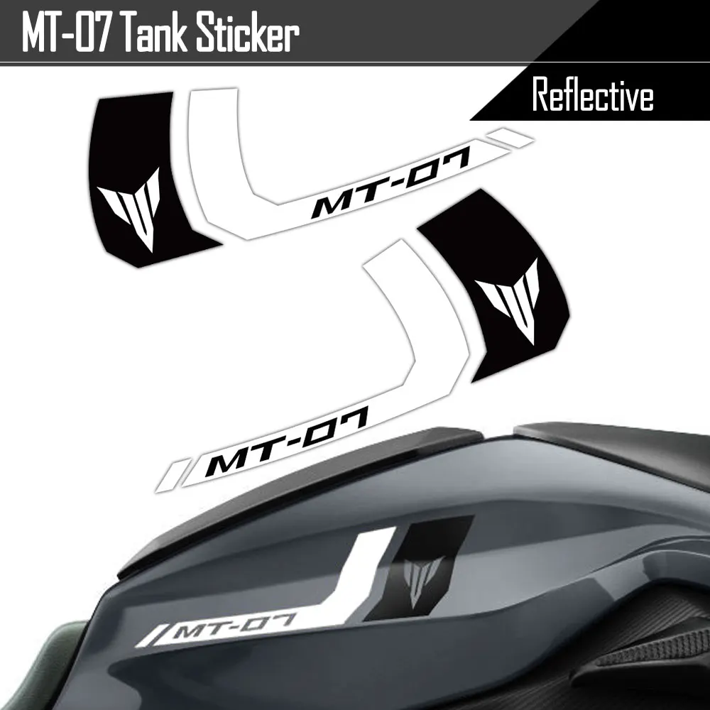 

For Yamaha MT-07 MT07 Twin Stripes Fuel Tank Reflective Stickers Motorcycle Waterproof Accessories Decals Logo