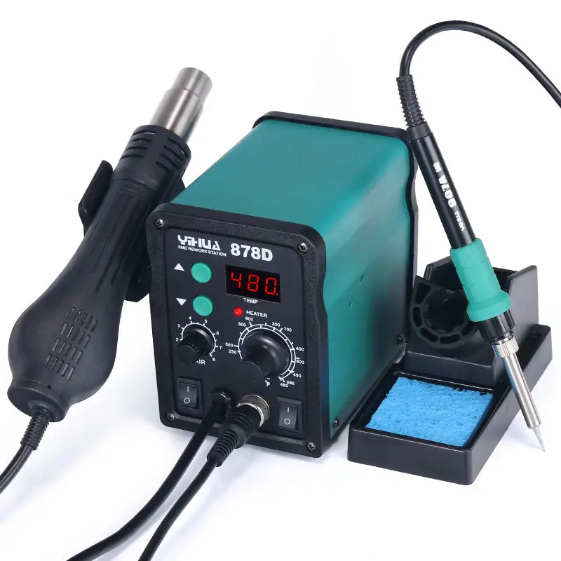 YIHUA 878D  220V 110V Optional Hot Air Gun Soldering Station With 907A Soldering Iron Station