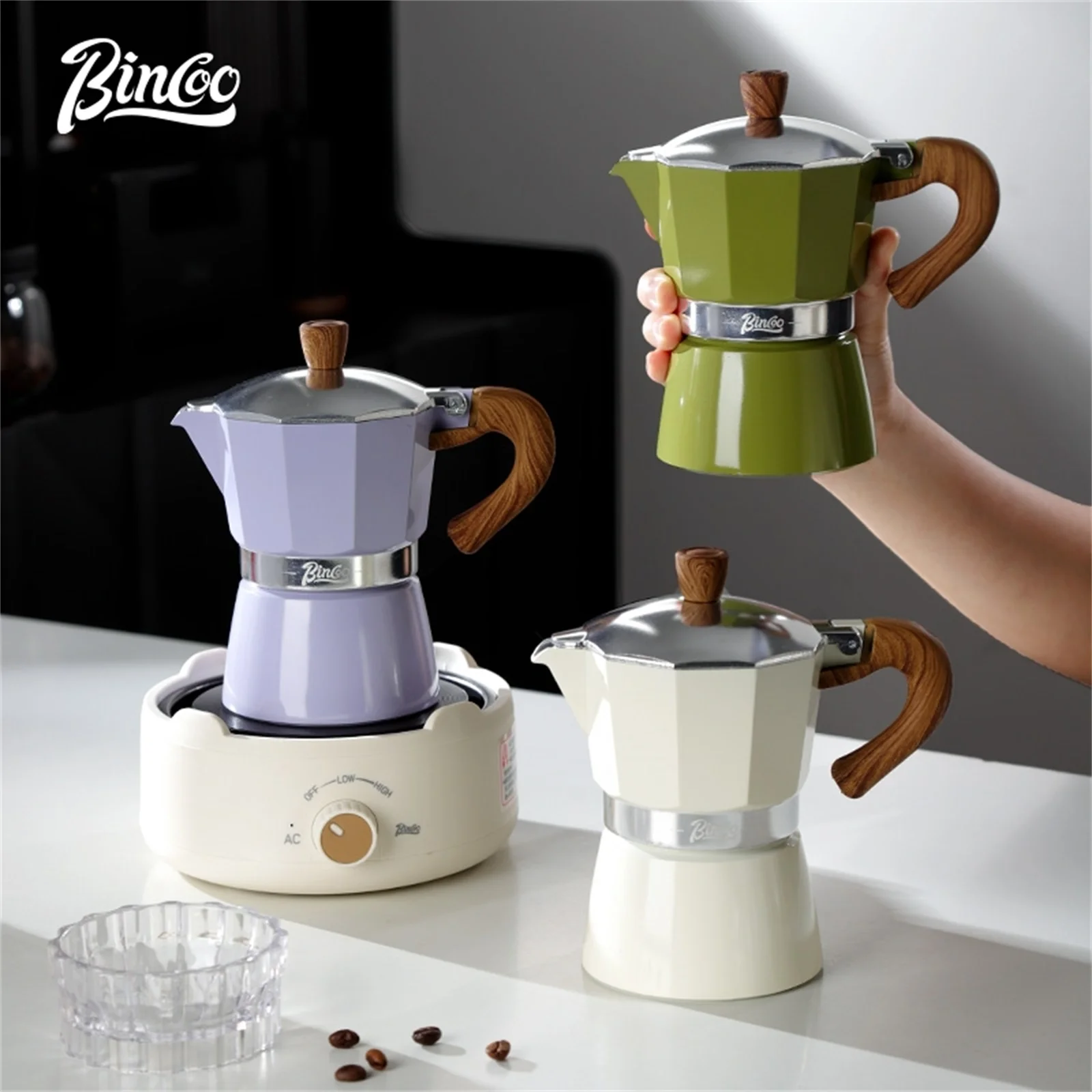 

Bincoo Stovetop Espresso Maker Aluminum Moka Pot 3-Cup Italian Coffee Brewer for Home Concentrated Extraction
